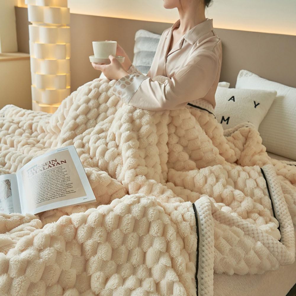 Manta de Lana Suave, Elegante Manta Jacquard para sofá, acogedora, cálida, Adecuada para Todas Las Estaciones para sofá y Cama (A7,180 * 200cm)