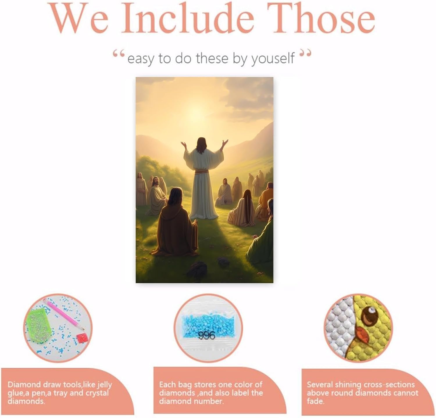 POEOIEX 5D DIY Diamond Painting Kits for Adults - Believers in Jesus Diamond Painting, Full Round Diamond Canvas Diamond Art by Numbers Painting Kit Gift, Home Wall Decor 20x30 Inch