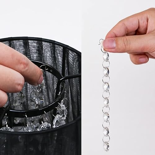 Miniatura 2 de KUNJOULAM Lámpara de mesa de noche de cristal moderna lámpara de mesa de noche con pantalla de tela base negra para dormitorio sala de estar oficina