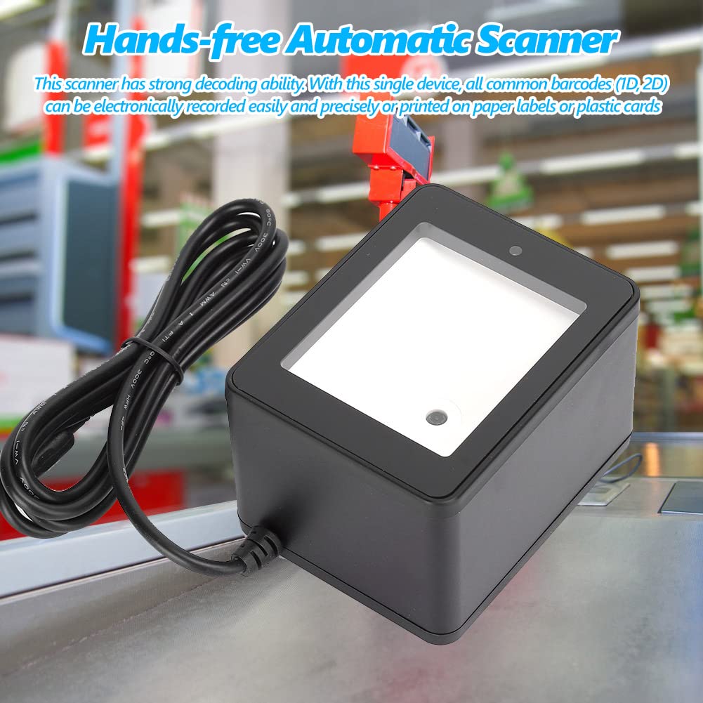 ASHATA Scanner di Codici a Barre da Tavolo, Scanner di Codici a Barre a 360°, Piattaforma di Scansione di Codici QR, Pagamento Mobile per Supermercati CMOS