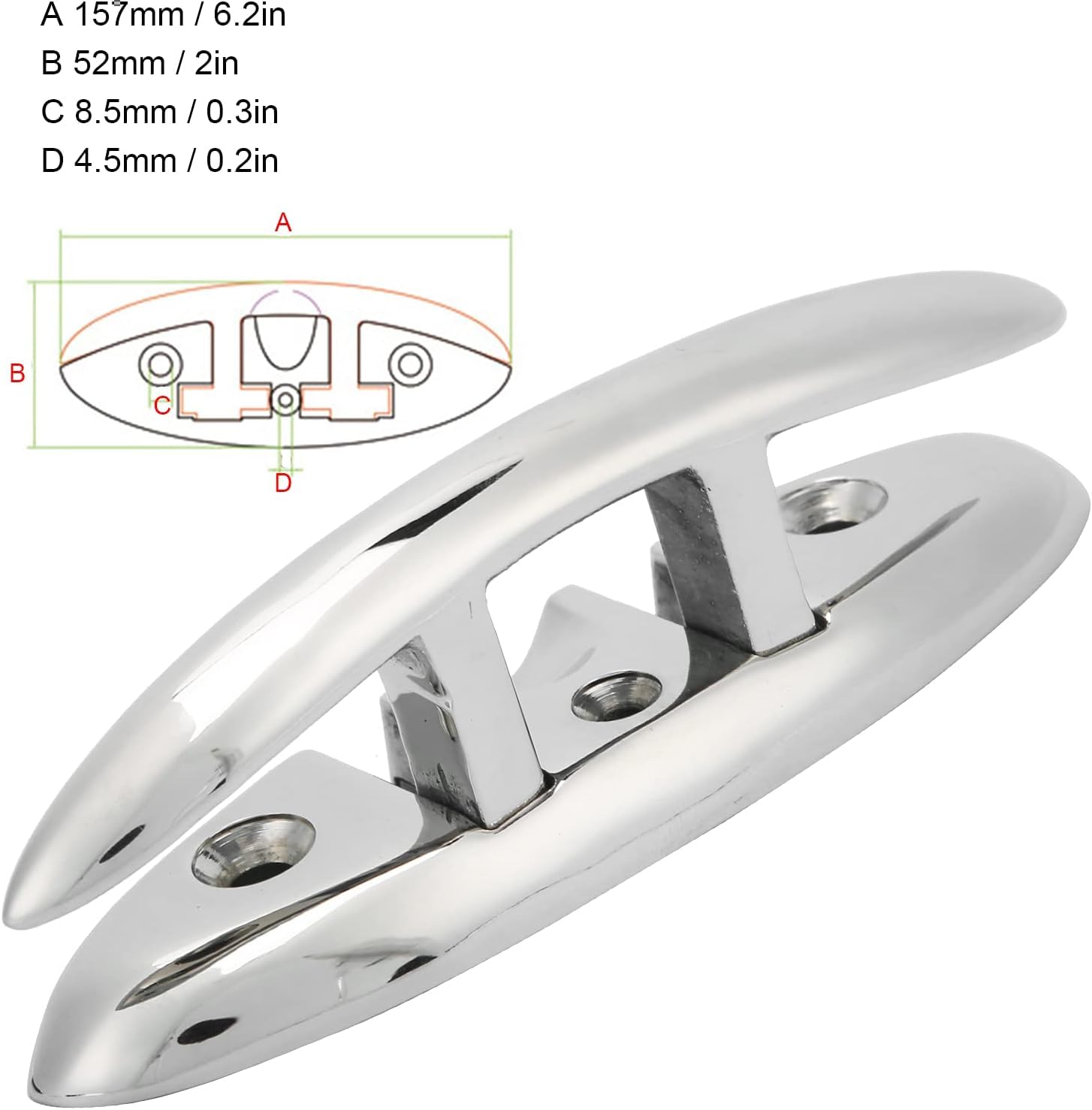 TREPPE 4 Piezas - Cornamusa para Barco, Accesorios de Amarre para Barco Acero Inoxidable (6 Pulgadas / 15cm)