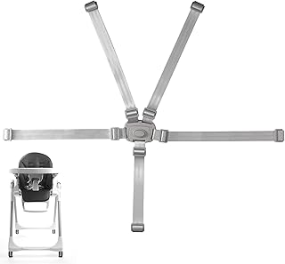 High Chair Strap for Graco, Polyester and Plastic Adjustable Highchair Strap Baby Seat High Chair Kids Stroller Accessories 5 Point Safety Harness Traps Belt Replacement (Grey)