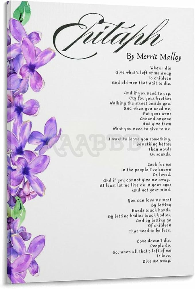 Epitaph Poem Poster by Merrit Malloy,NCIS Poem on Death