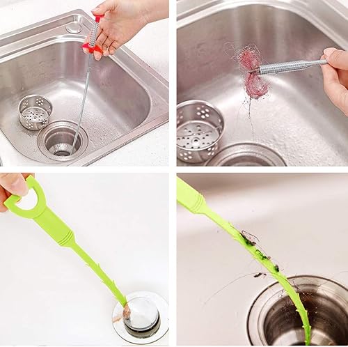 Miniatura 5 de Omont Herramienta para eliminar obstrucciones de drenaje, paquete de 6 herramientas de eliminación de obstrucciones de drenaje de drenaje, removedor