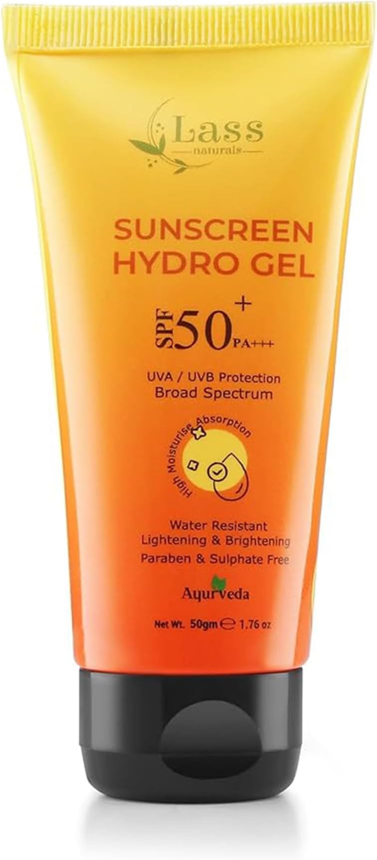 Lass Natural Sunscreen UV Shield Hydro Gel Spf 50 Pa, Suncat MTA | Double Encapsulated Technology | Non-Greasy UVA & UVB | No White Cast |Dermatologist Tested |All Skin Types |Water-resistant(50ML)(Pack of 2)
