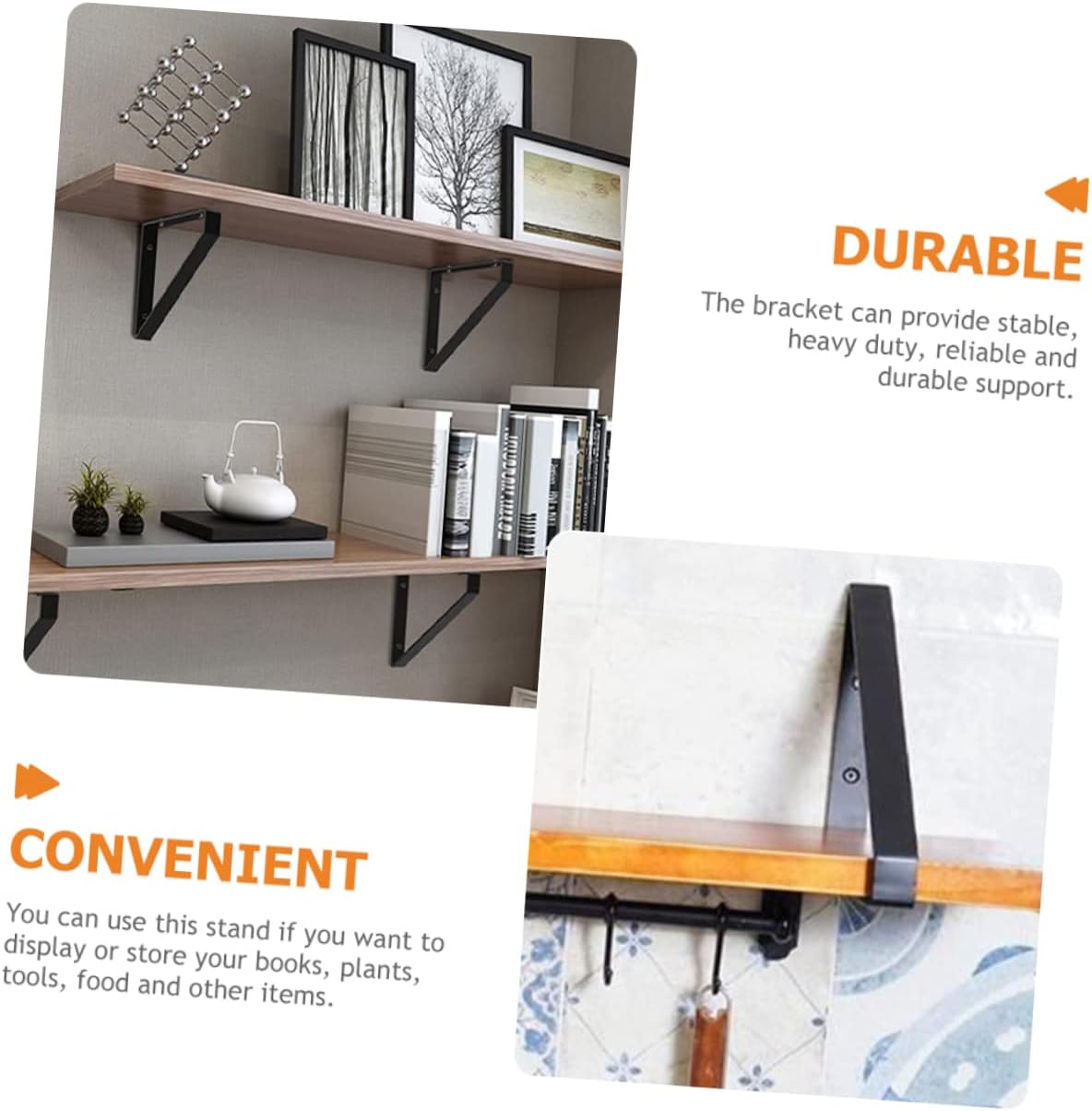 2pcs Heavy Duty Wall Mounted Shelf Brackets Industrial Floating Shelf Supports for Versatile Home Use Easy to Install for Kitchen Bathroom and More