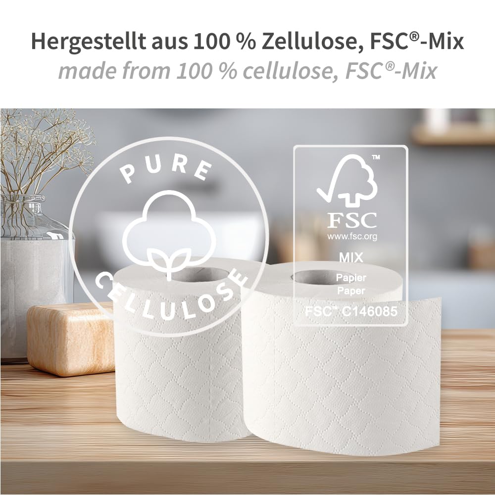 64 Stück Hygoclean Toilettenpapier, Kleinrolle, 3-lagig, weiß | Zellulose, FSC®-Mix, weiß, Abrisse: 250, L: 11,5cm, B: 9,5cm