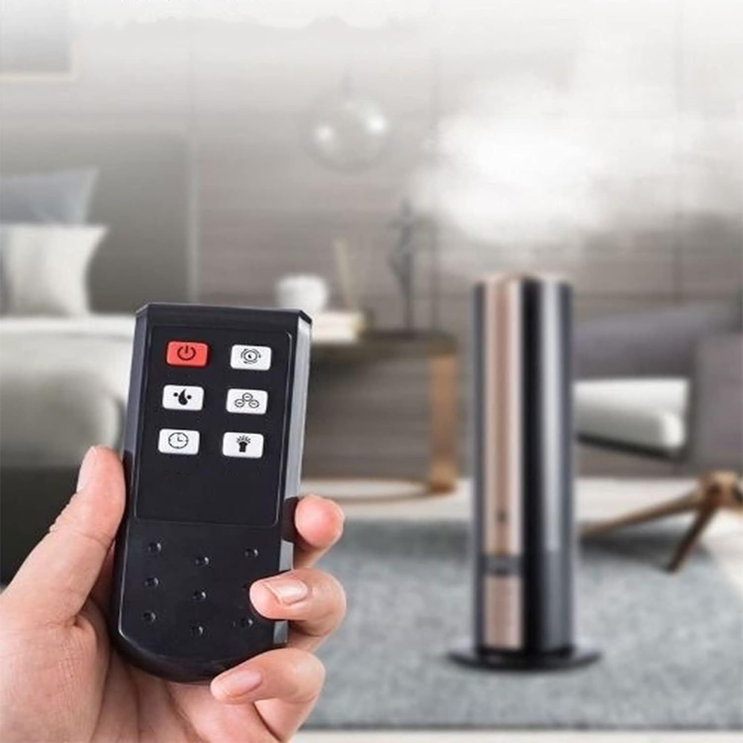Air Humidifier Quiet Floor Standing Infrared Remote Control Touch Screen Large Capacity Large Spray Powerful Mist Output Top Fill Timing Function