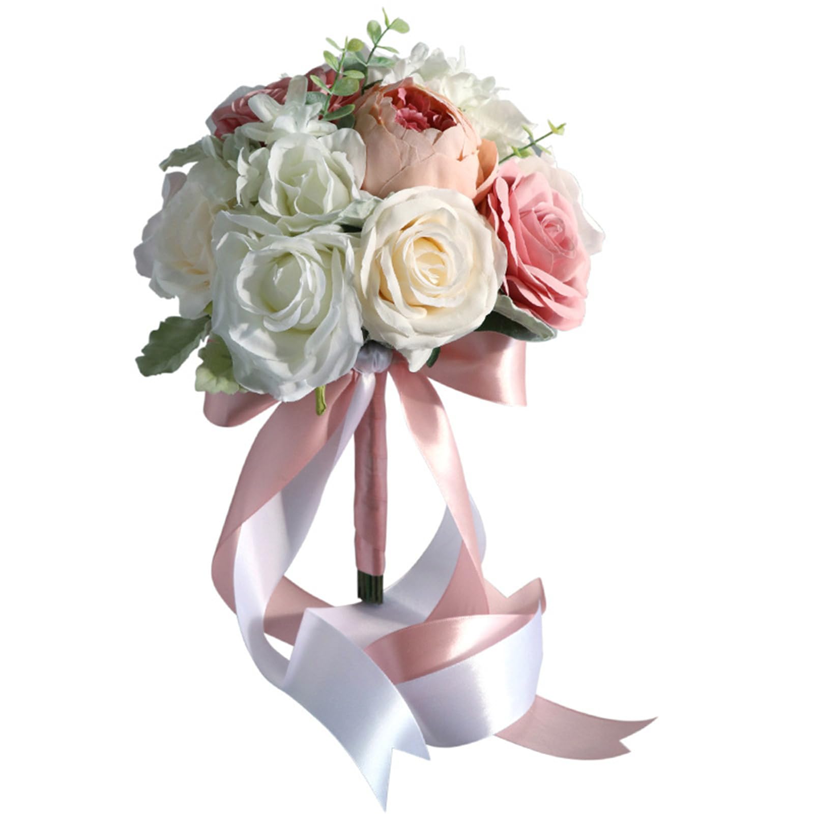 HJRegaFimu Bride Bouquets For Wedding Romantic Bridal Bouquet Artificial Rose Flower Bridesmaids Fake Flowers Toss Party Church