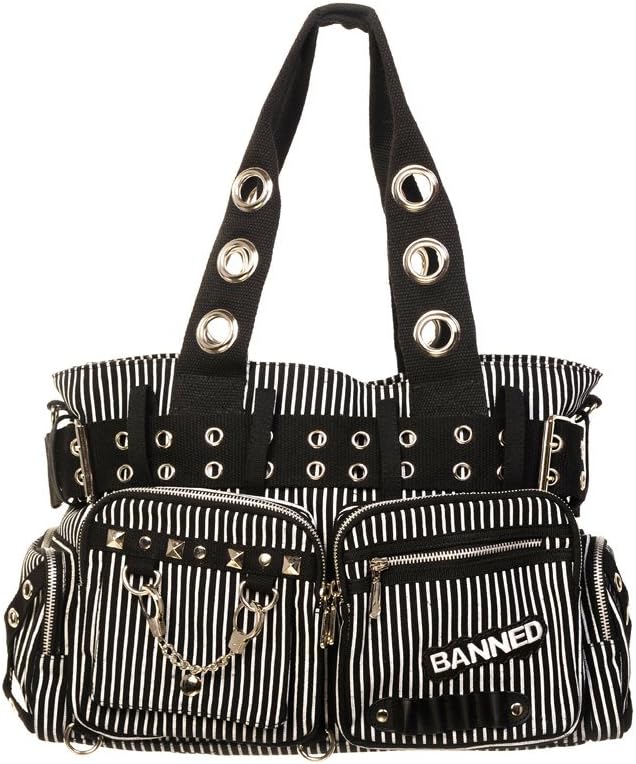 Banned Handcuff Handbag - Black/White/One Size