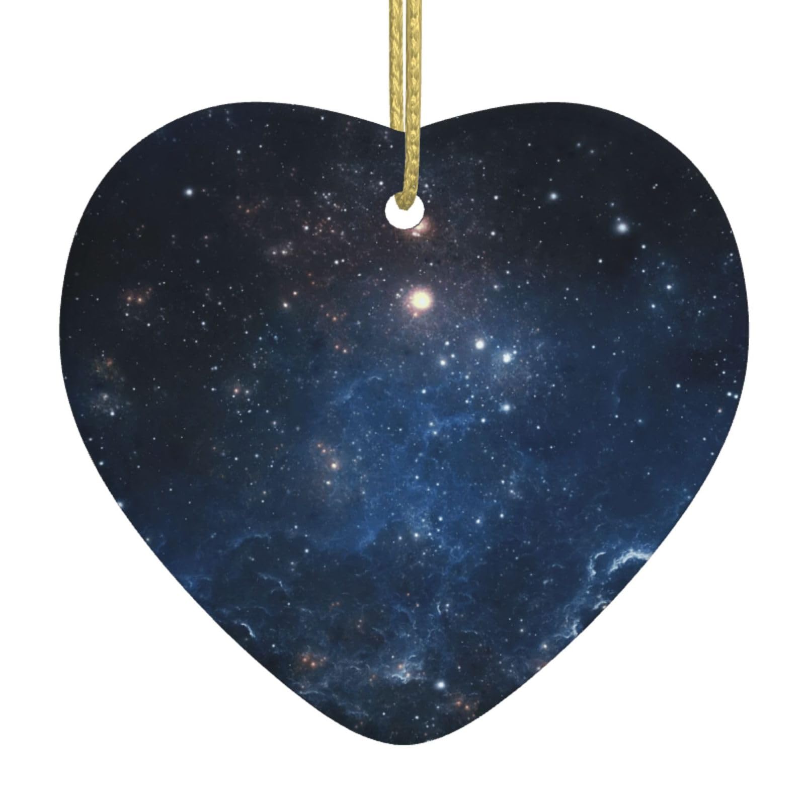 Nbtghga White Galaxy Space. Print Christmas Ornaments, Ceramic Hanging Ornament, Xmas Tree Decoration, Holiday Home Decor