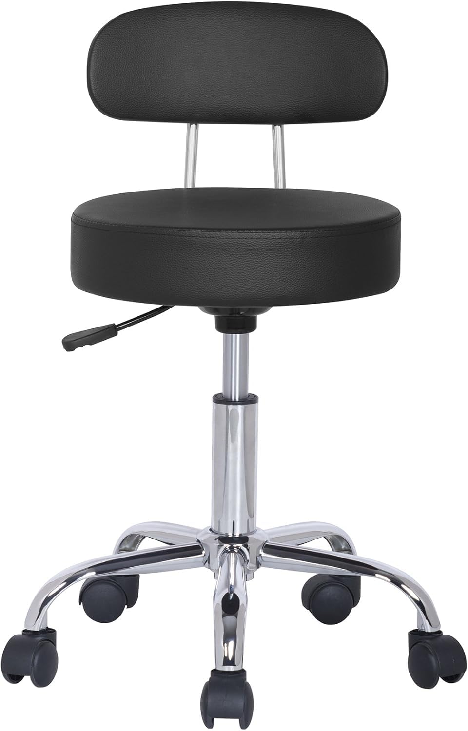 Sgabello estetista con rotelle e schienale girevole a 360°, sedia a rotelle, altezza regolabile, ottimo anche per ufficio - Nero-COD 006
