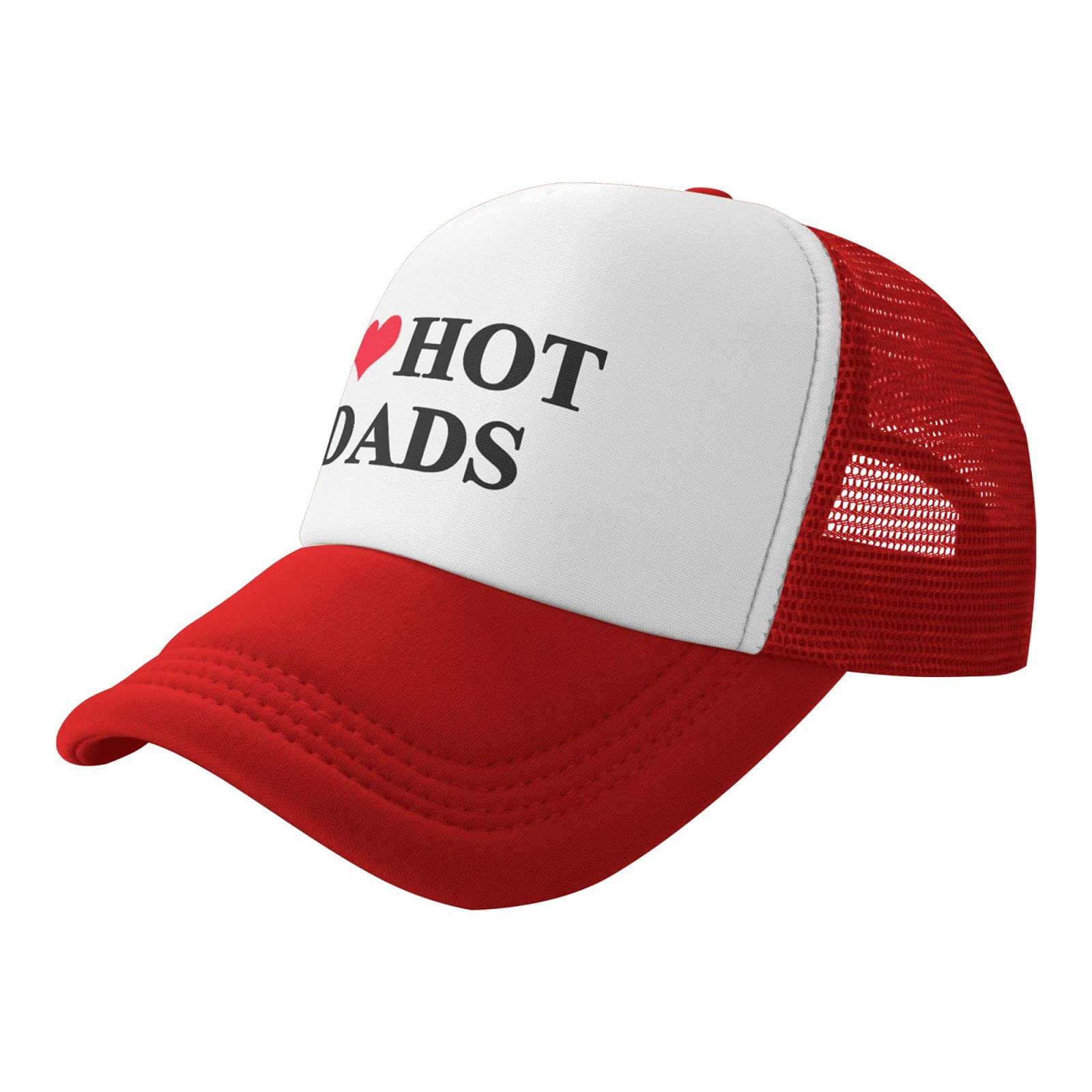 I Love Hot Dad Trucker Hat Sports Baseball Cap Casual Hip-Hop Unisex Leisure Adjustable Size