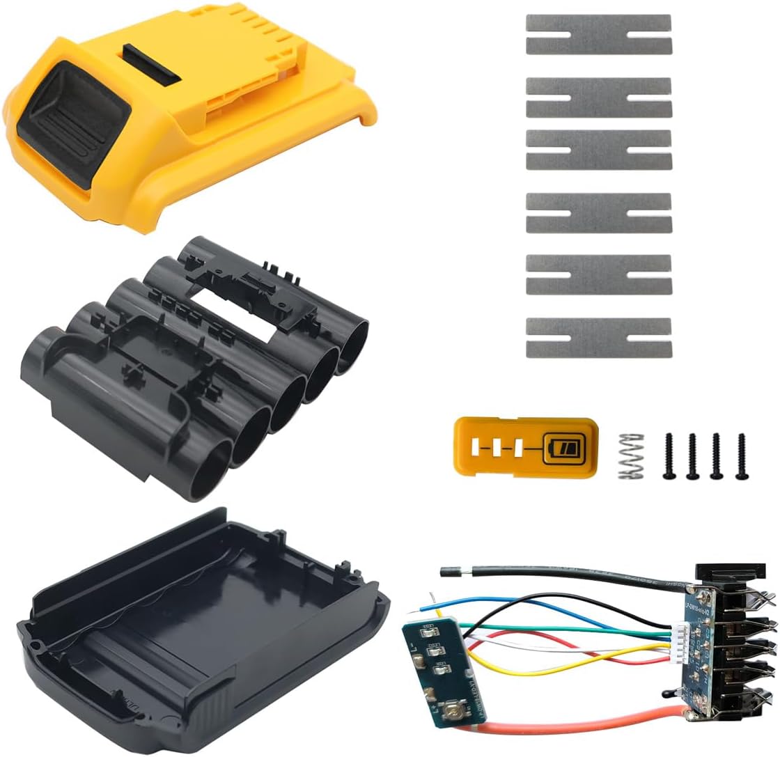 Battery Case Replacement for Dewalt DCB200, DCB201, DCB203, DCB204 Plastic Battery Protective Cover 18V/20V 2.0Ah 3Ah 4.0Ah 5-Cell 18650 Cover Broken Battery Rebuild Kit