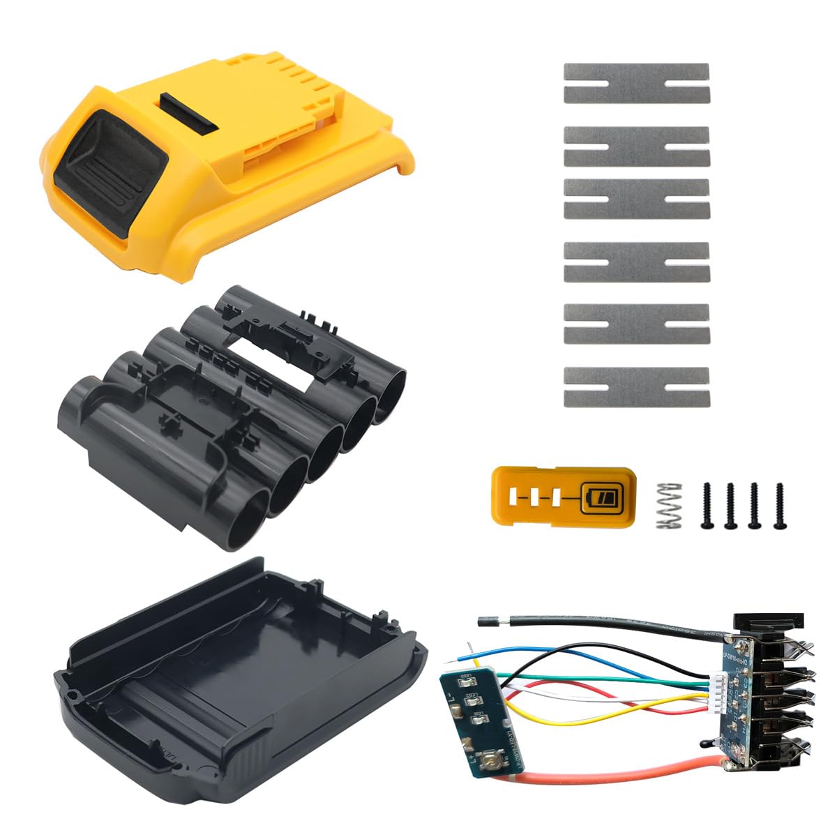 Battery Case Replacement for Dewalt DCB200, DCB201, DCB203, DCB204 Plastic Battery Protective Cover 18V/20V 2.0Ah 3Ah 4.0Ah 5-Cell 18650 Cover Broken Battery Rebuild Kit