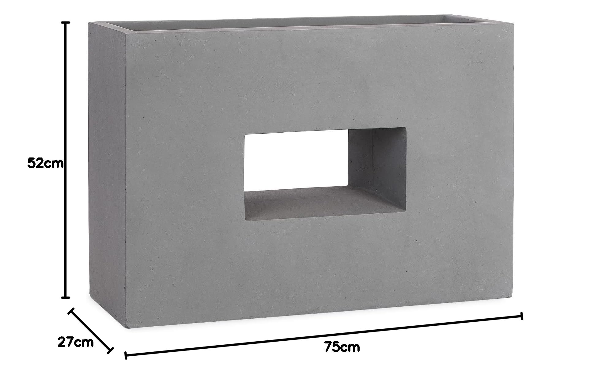 Pflanzwerk® Maceta Fibra de Vidrio Vista Gris 52x75x27cm XXL *Resistente a Las heladas* *Protección UV* *Calidad Europeo*