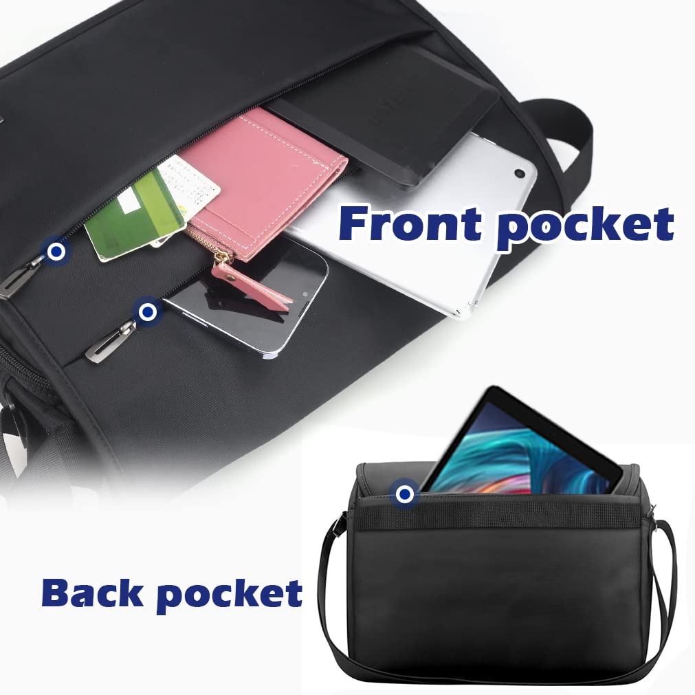 SPAHER Bolsa Mensajero Hombre Bandoleras Hombre Bandolera Maletin Hombre 14 Pulgadas Porta Portatil Hombre Bolso de Hombro de Trabajo Oficina de Negocios Impermeable Regalo para Hombre Negro