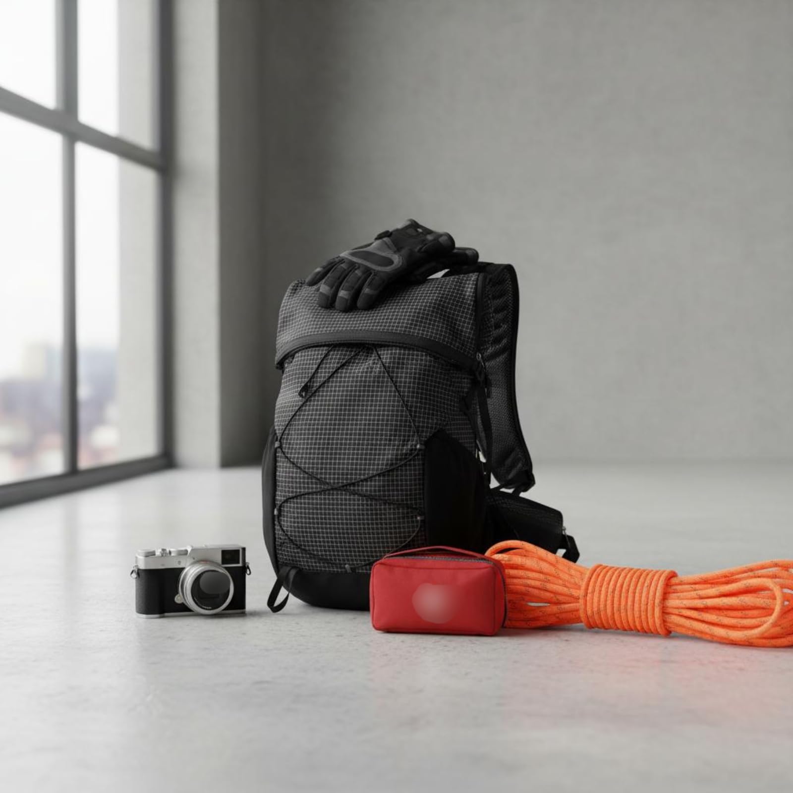 LOVIVER Outdoor Rucksack Wanderrucksack Trekkingrucksack Tagesrucksack Wasserdicht Nylon Polyester mit Rollverschluss Fächern Seitenfächern Und Pfeife für, Schwarz, Schwarz