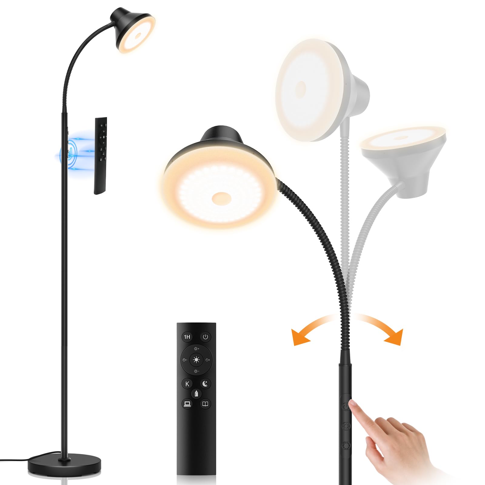 Buy SIBRILLE Gooseneck Floor Lamp, 15W Super Bright LED Standing Lamp for Reading, Stepless ...