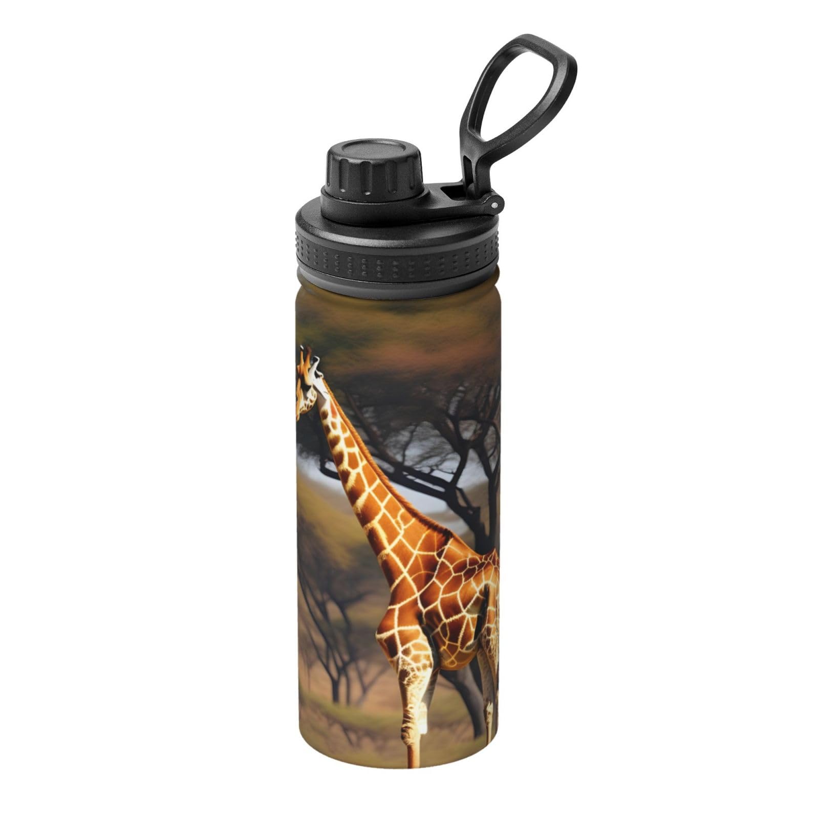 Ssimoo Africa Giraffe Majestic Tree Water Bottle Sports,18Oz Thermal Insulated Water Bottle For Outdoor Activities
