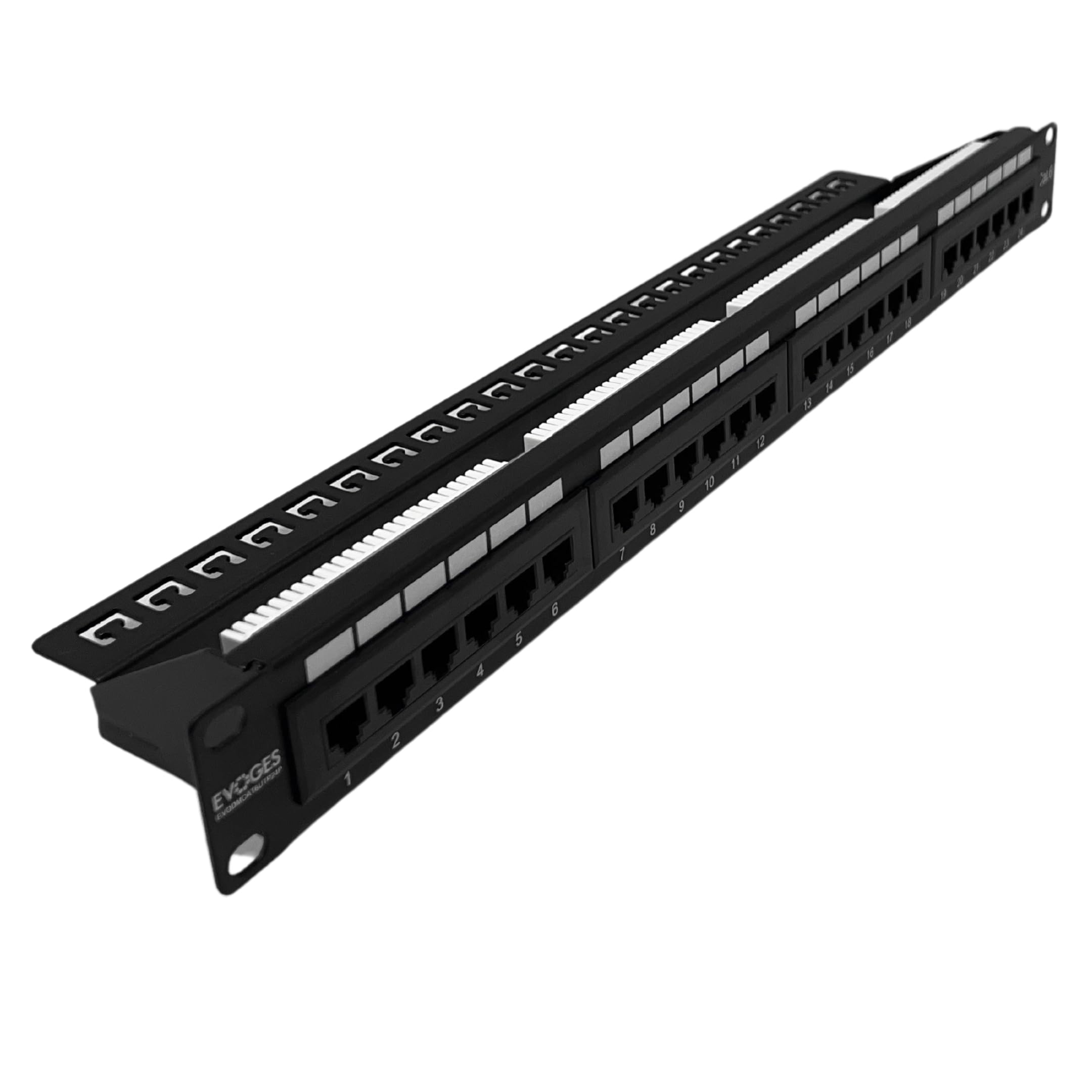 24 Ports UTP CAT6 1U Patch Panel, Rack Mountable, Ethernet Network Patch Panel for Cable Management, Durable and Easy Installation