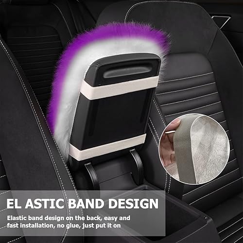 Miniatura 3 de Funda para consola central de automóvil, piel de oveja auténtica, funda de asiento para reposabrazos de automóvil, suave y cálido, cojín protector