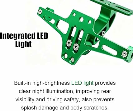 Motorcycle License Plate Holder for Kawasaki Ninja H2/H2R 2015-2026,Fender Eliminator Kit Aluminum Alloy Sturdy Adjustable Angle LED Light