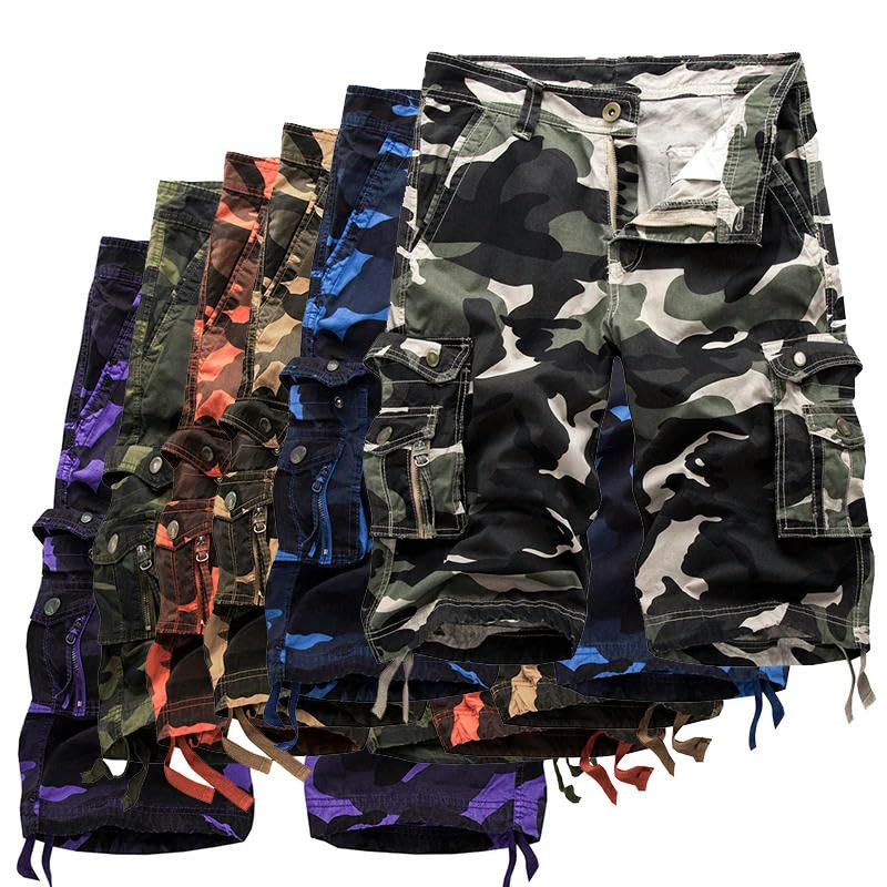 Bermudas de verano para hombre, estilo militar, camuflaje, con múltiples bolsillos, estilo militar