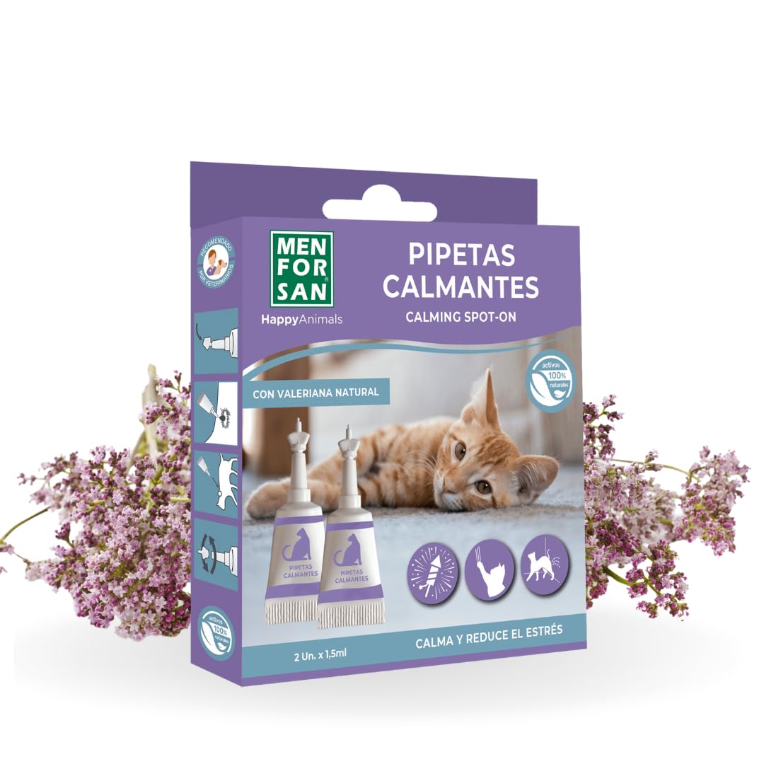 MENFORSAN Pipette calmanti per gatti, blister con 2 unità, Riduce lo Stress, Con Valeriana naturale