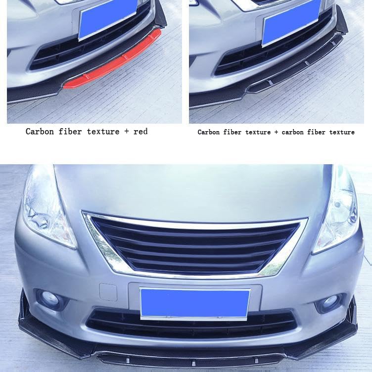 Universal car Modified Surround Front Lip Bumper Strip for Toyota Harrier 2017-2020, Guard Decorative Front Scoop, Carbon Fiber Texture + Carbon Fiber Texture