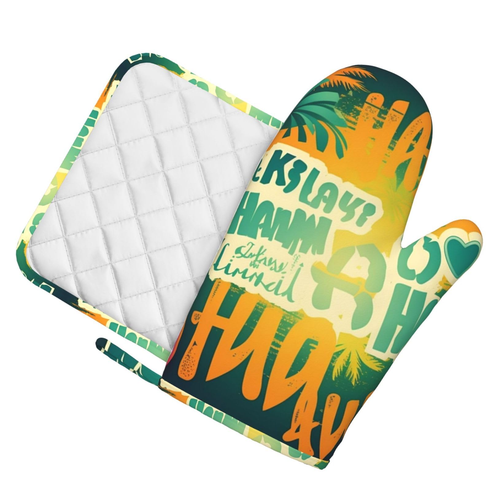 Lustige Ofenhandschuhe & Topflappen Set | 2-teilig | Hitzebeständig Bis 200°C | Mit Rutschfester Silikon-Beschichtung