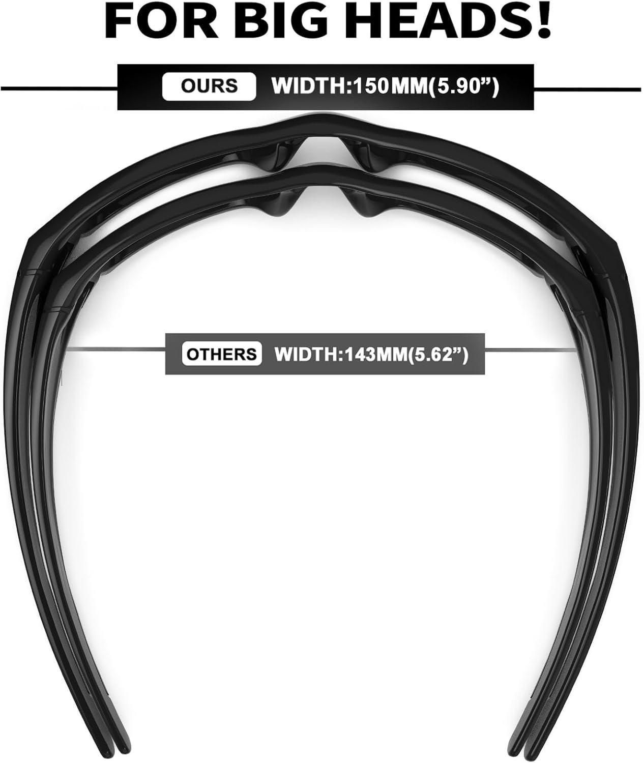 MAXJULI XL Z87 Wrap Around Sunglasses for Big Wide Heads Men TR90 Ultralight UV400 Protection Safety Glasses Z8236 - Image 3