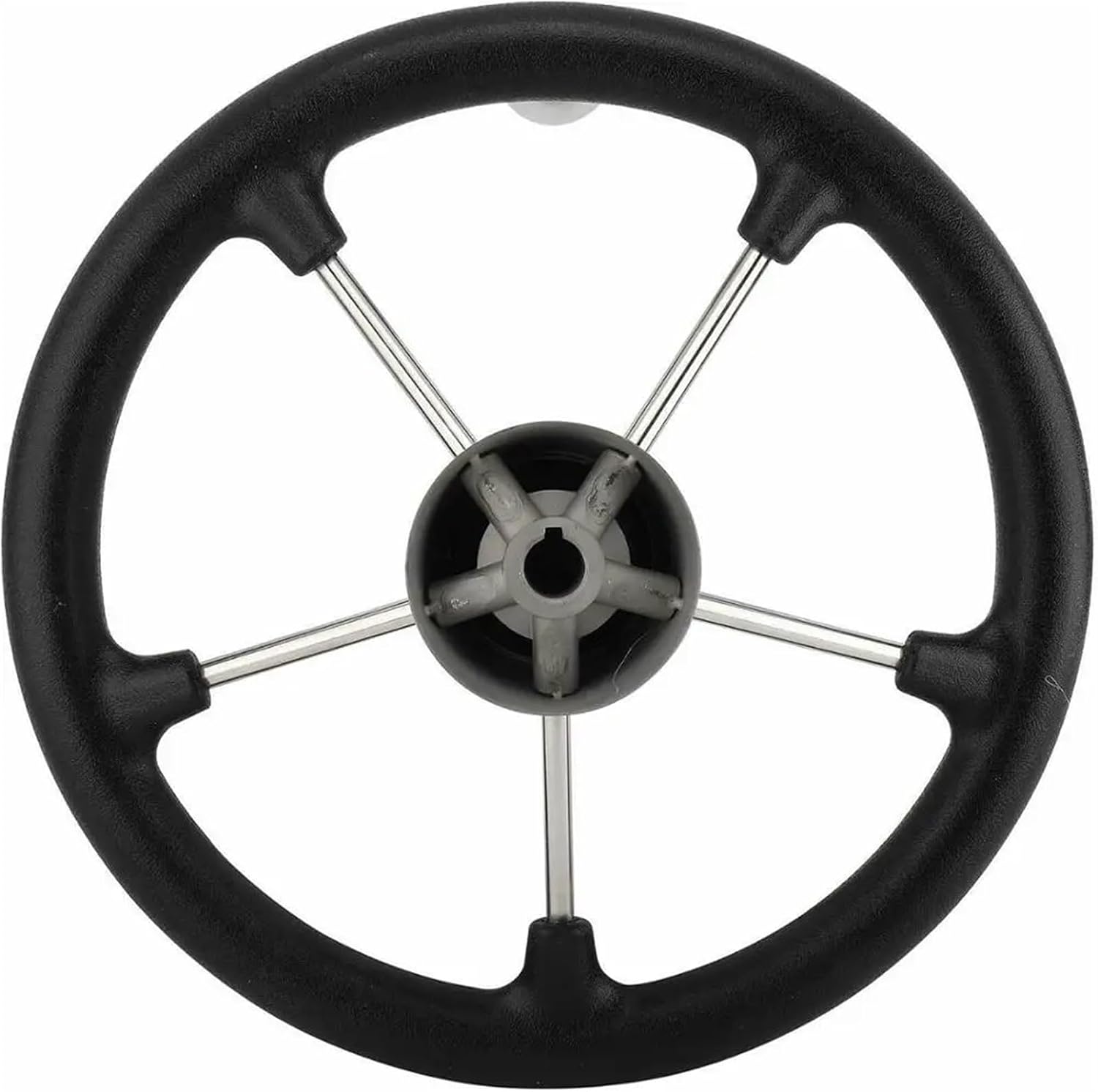 Stainless Steel 13-1/2 inch Black 5 Spoke Foam Grip Steering Wheel For Boat