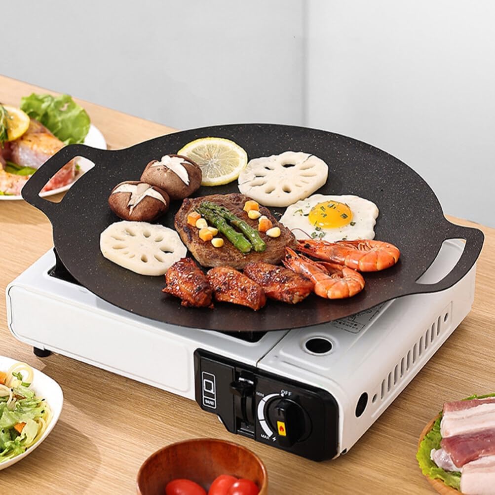 Outdoor Stainless Steel Grill Pan Versatile Camping Frying Pan for Fish Meat Vegetables Non-stick Bbq Griddle for Family Outdoor Use