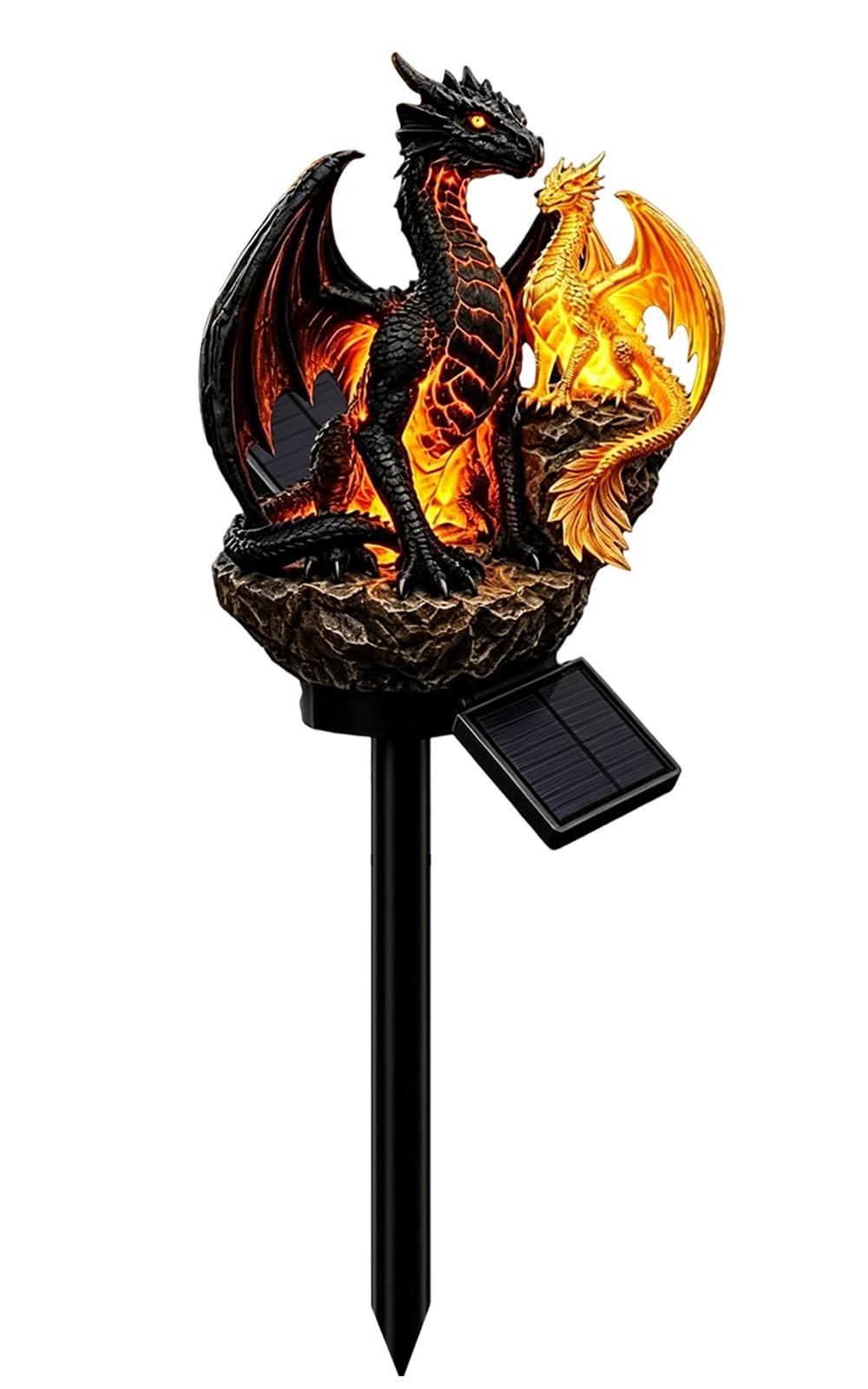 Solar Dragon Garden Statue with Solar LED Lights, Dragon Solar Lights Outdoor Garden, Fantasy Gift for Dragon Lovers, Solar Powered, Outdoor Lawn Patio Pathway Decor, Yard Ornament(B) — image 1