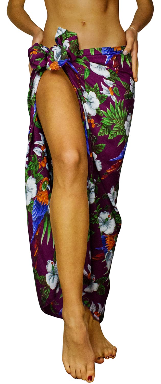 King Kameha Hawaiano Pareo Sarong Abrigo De Playa para Mujeres Funda De Bikini Casual Traje De Baño Muy Ruidoso Loro Cereza Imprimir