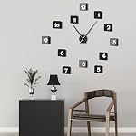 Lafocuse 24 Meatl Silent Grande Noire de pouce DIY Horloges murales pour la décoration maison, Horloge Murale Horloge murale décorative pour le salon chambre bureau, batterie de cuisine horloge avec les mains et le mécanisme