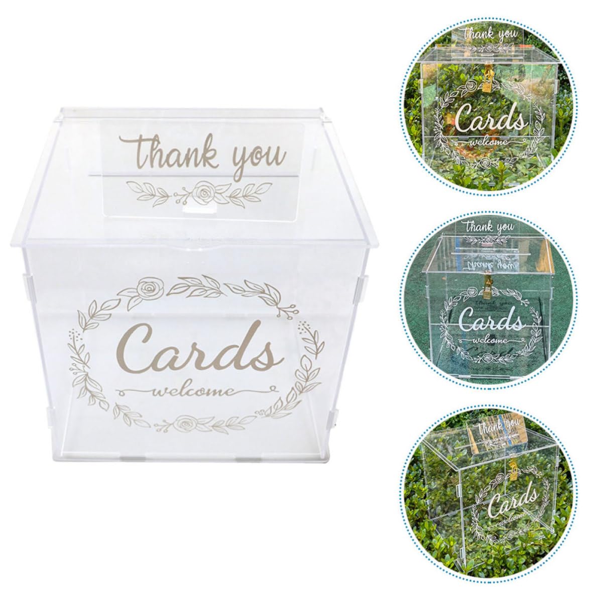 Große für Erinnerungen und Geldgeschenke mit Schloss für Acryl Kartenbox Elegante Hochzeitsbox für Karten und Geld Aufbewahrung bei Feierlichkeiten
