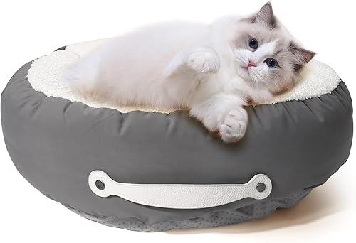 Camas para gatos de interior, cama de perro de 23 pulgadas para perros pequeños Melium, cama acolchada lavable para gatos con parte inferior