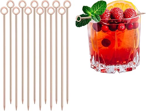 LINMOIJN Juego de 12 palitos de cóctel de acero inoxidable, palillos de frutas reutilizables, palillos de dientes para aperitivos, palillos de
