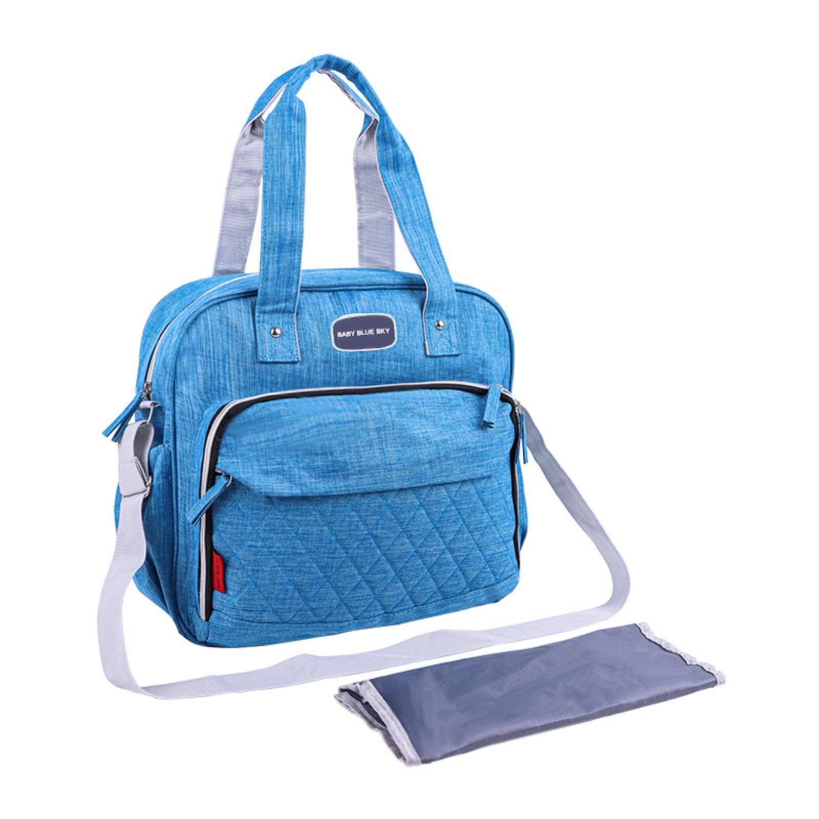 Borsa Fasciatoio Neonato Borsa Pannolini Zaino Mamma Borsa Passeggino con Grande Tasca Frontale Tasche Laterali Tracolla Regolabile Struttura Rigida, Array, Blu
