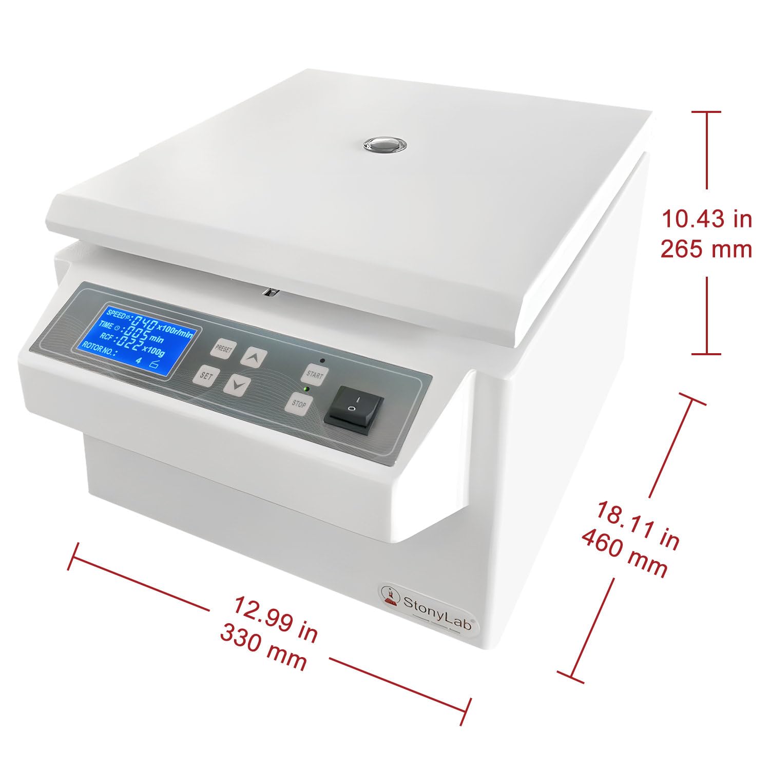 stonylab Centrífuga de Baja Velocidad, 220V/60Hz, Centrífuga Digital de Sobremesa con Velocidad Máxima de 4000 RPM, Fuerza Centrífuga Máxima de 2400xg, Rotor de Ángulo de 15 ml x 12