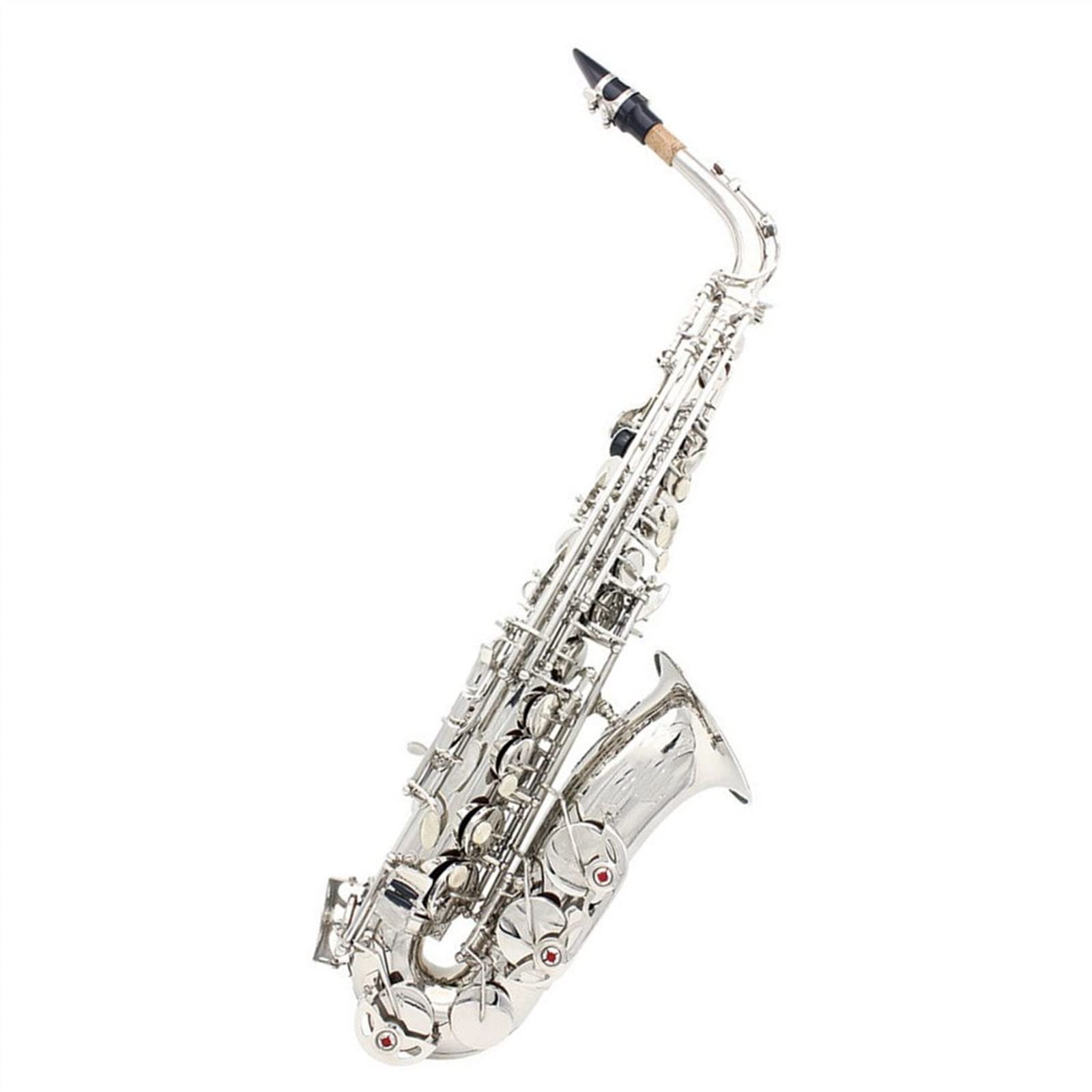 HCZKIUJY Saxophones Alto Saxophone Brass Body Carved White Shell Button Silver Eb Tonality Saxophone Instrument