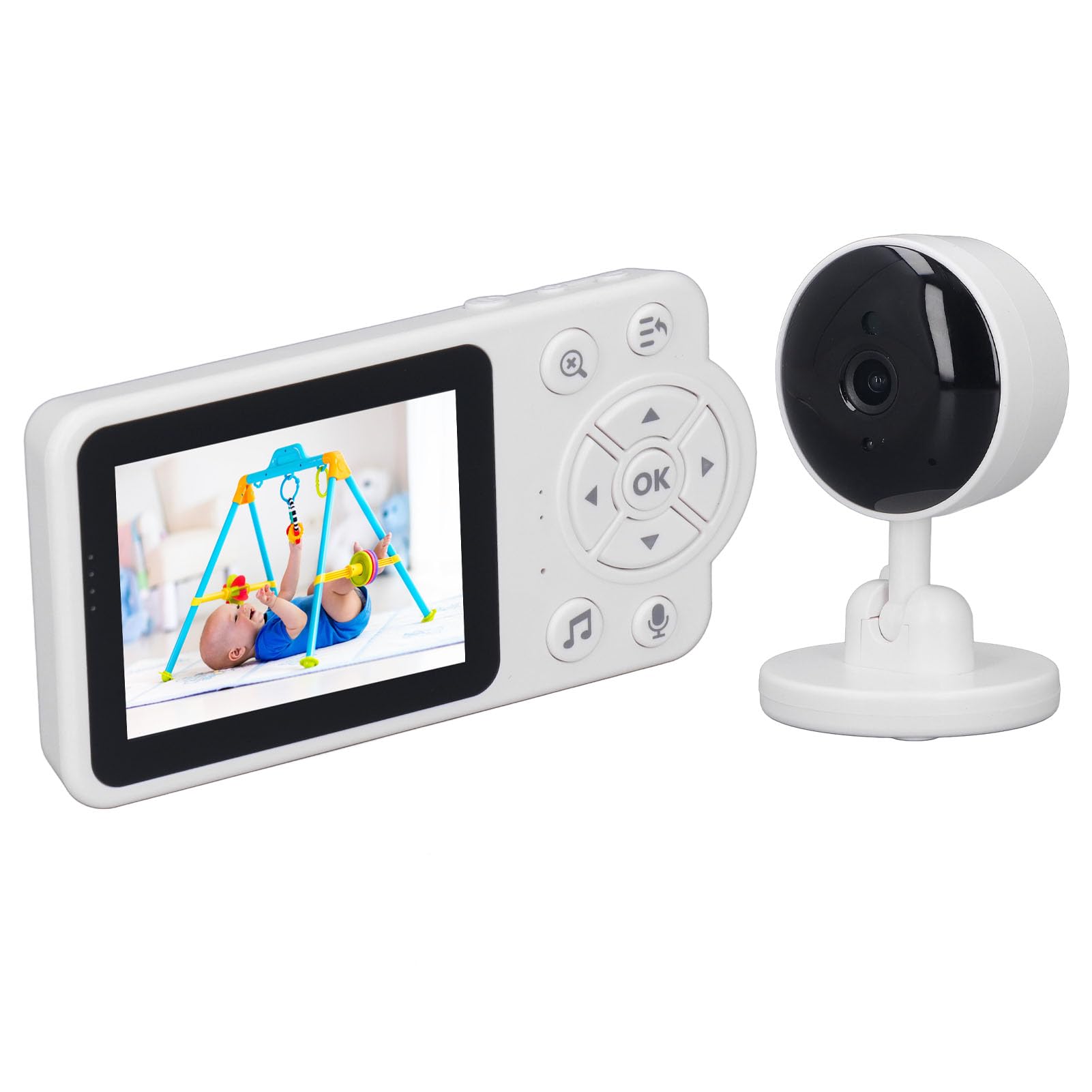 Monitor Inalámbrico para Bebés, Monitor Inalámbrico para Bebés con Vídeo de 100-240 V, Detección de Llanto, Pantalla LCD de 2,8 Pulgadas, Luz Nocturna, Monitoreo Las 24 Horas