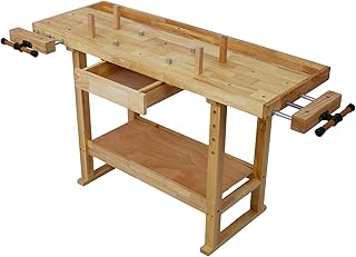 55-Inch Wooden Workbench – Heavy-Duty Workbench for Garage, Workshop, and Home