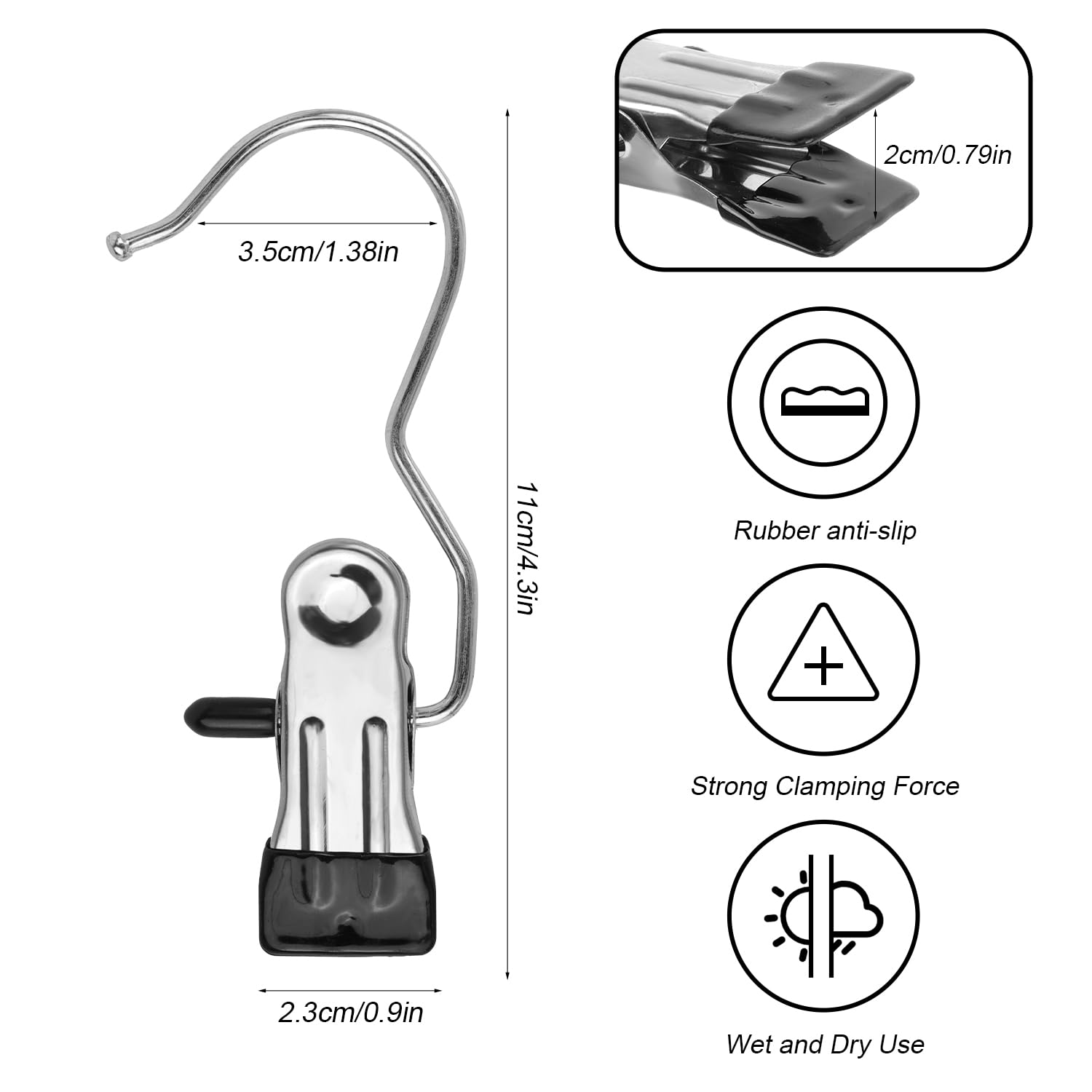 25 Ganci Per Lavanderia Con Clip - In Metallo, Antiscivolo, Per Vestiti E Scarpe - Foto 4