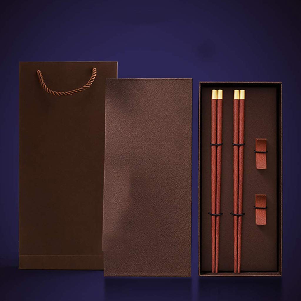 Coffret Cadeau de Baguettes japonaises en Bois avec étui, 5 Paires de Baguettes réutilisables, Baguettes de Luxe en Bois Naturel, Baguettes à Sushi Chinoises antidérapantes, Baguet(B)