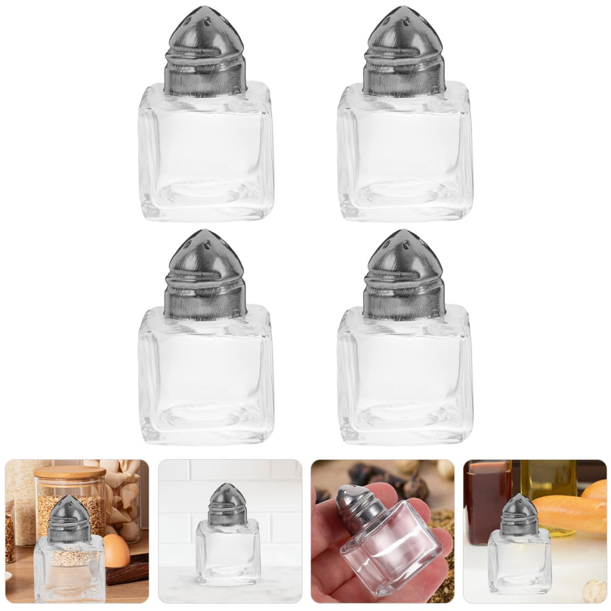 Ensemble de 4 Salières Miniatures en Verre Trous, Légères et Incassables, Cuisine et Activités Extérieures