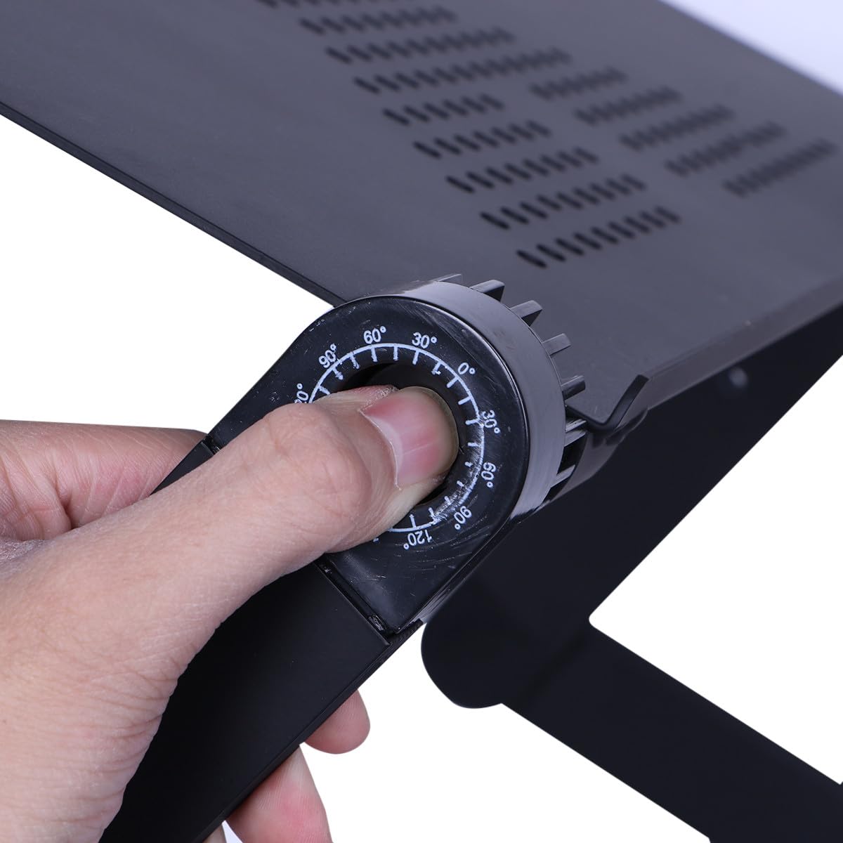 Tavolino per Computer Portatile Pieghevole in Lega di Alluminio Leggero e Resistente, Supporto Portatile Nero per Picnic e Colazione a Letto