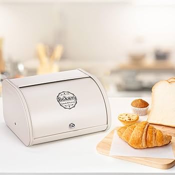ホワイト メタル ブレッドボックス　ホーロー Amazon.com: SOUJOY Countertop Bread Box, Bread Container for